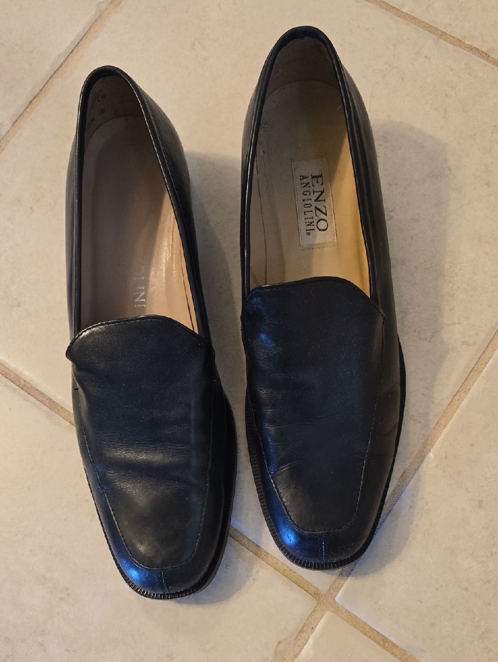 Enzo Angiolini Navy Leather Slip-On Loafers